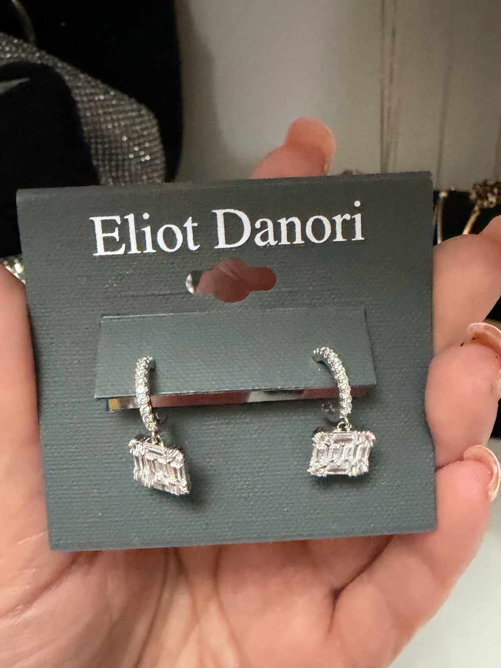 Eliot Danori Silver Sparkling Hoop Drop Earrings
